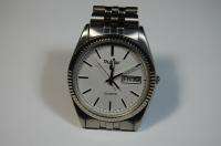 Pulsar Quartz Y113 8129 A4 Day Date Wrist Watch Mens Stainless Steel 