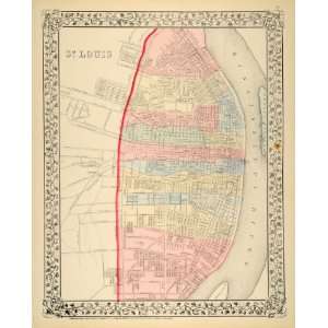   Map St. Louis Missouri City Streets Plan Antique   Original Print Map
