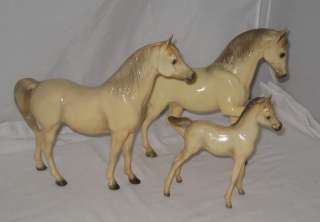 VINTAGE BREYER HORSES GLOSSY WHITE ARABIAN FAMILY STALLION MARE & FOAL 