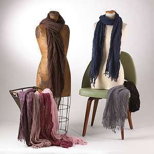 Classic Design Gauze Fringed Long Scarf 20X76   8 Chic Colors Avail 