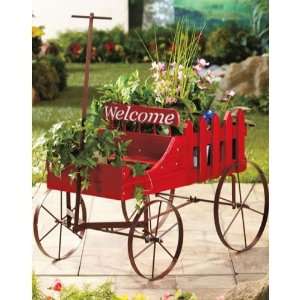  Red Welcome Wagon Garden Flower Pot Planters Everything 