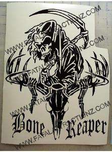 Bone Reaper Deer Skull Vinyl Sticker Decal Hunt Buck whitetail grim 