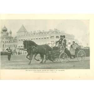  1899 Print Czar of Russia Coaching Through St Petersburg 