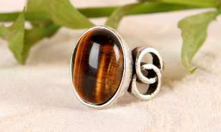 tiger eye gemstone silver sp ring g53 please review the photos below