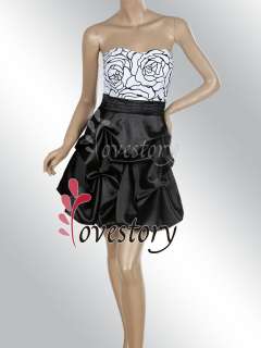  Printed Black White Strapless Exquisite Mini Prom Dress 03151 Size S
