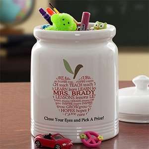  Personalized Teacher Treat Jar   Apple Scroll Kitchen 