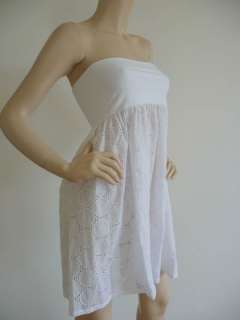 NWT $95 La Blanca White Eyelet Cover Up Tube Dress M  