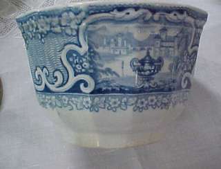 Antique Stone Ware Bowl Wedgwood Blue & White Urns and Castles  