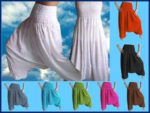 GENIE PANTS HAREM JUMPSUIT YOGA SMOCKED BAGGY   COLOURS  