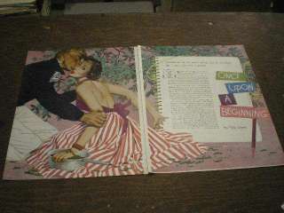 Vintage Magazine Art 1950 Jon Whitcomb Couple Kiss  