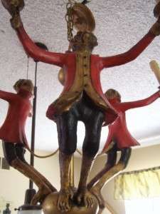 Bill Huebbe 3 Monkey Chandelier Lamp Whimsical Unique  