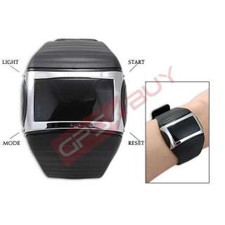   Digital LED Black Mens Boys Sports Watch Month / Date /Second Display