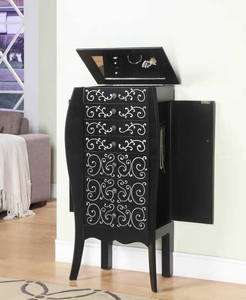   Contemporary Scroll Black and White Jewelry Armoire 859 315  