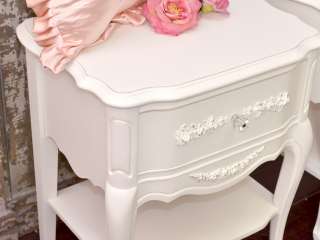 8677   Gorgeous Shabby White Open Nightstands with 1 Drawer