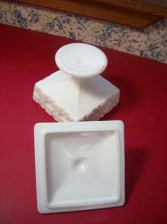 Westmoreland Milk Glass Old Quilt Pedestal Candy Dish  