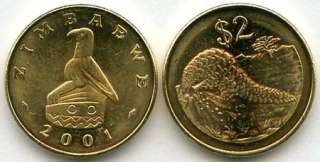 ZIMBABWE 6 PIECE UNCIRCULATED COIN SET, $0.01 TO $5.00  
