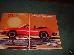1983 PORSCHE 911SC 911 SC CABRIOLET CAR AD 2 PAGE  