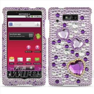 Purple Heart Bling Hard Case Cover for Motorola Triumph  