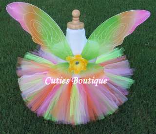 SWEET RAINBOW Pixie FAIRY Wings Wand Tutu Set 3m 5T  