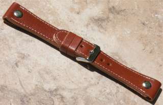 Pilots 22mm watch strap open ended white stitching  