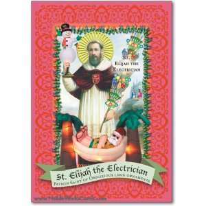 Funny Merry Christmas Card St. Elijah The Electrician Humor Greeting 