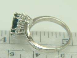 14k White Gold Pear Blue Sapphire & Diamond Ring  