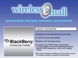 BlackBerry Porsche Design P9981   8GB   Black (Unlocked) Smartphone 