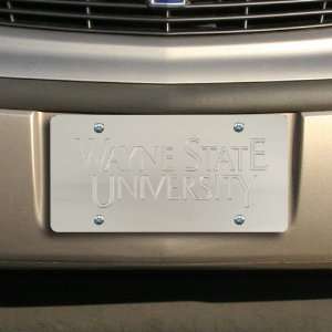 Wayne State Warriors Silver Mirrored License Plate