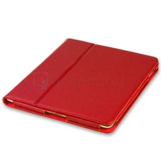   Red Leather Case Smart Cover Pouch w/ Stand For iPad 2 2nd Gen  