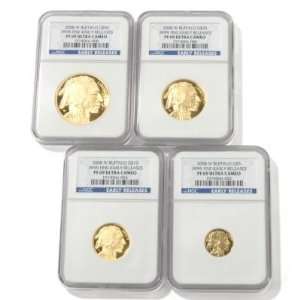 2008 Four Piece Gold Buffalo Coin Set PF69 Ultra Cameo Early Release 