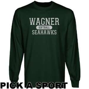 Wagner College Seahawks Custom Sport Long Sleeve T shirt   Green