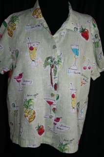 HOT COTTON by Marc Ware S linen tropical drinks top  