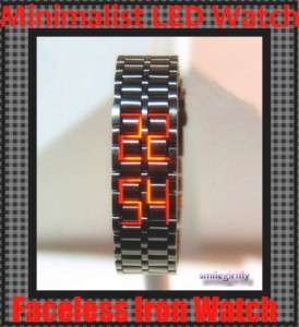 Faceless Inspired Samurai RED Metal LED Watch binary  
