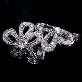 9CT Swarovski Crystal Flower Ring  A01  
