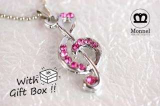 A42 Pink Music Note Charm Pendant Necklace (+Gift Box)  
