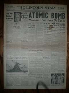 1945 Newspaper Atom Bomb Hiroshima Japan Atomic WWII WW2 United States 
