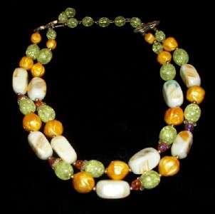 VINTAGE DEAUVILLE SIGNED DOUBLE STRAND NECKLACE 17 1/2  