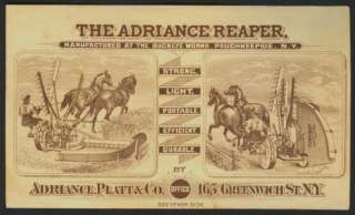 SUPER 1880 Trade Card Adriance Buckeye Mower Machine  