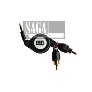   abotuSAGA 2.6FT Retractable 3.5mm Mini plug to 2 RCA plugs retail pack