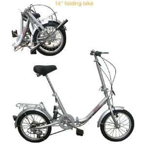  Zport Folding Bike   16 Inch Foldable Bicycle   Silver 