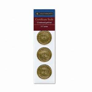  Gold Foil Certificate Seals, Medallion, Embossed, Foil, 12 