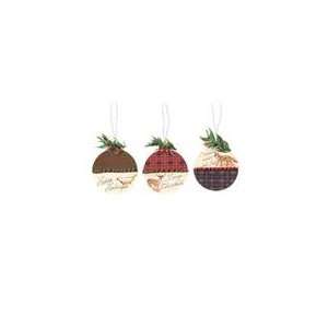 Pack of 24 Rustic Lodge Plaid Round Country Christmas Ornaments 