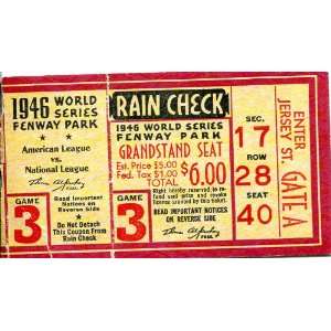  1946 Unsigned World Series Ticket Sports Collectibles