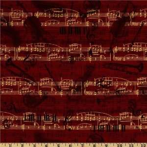 44 Wide All That Jazz Music Montage Red Fabric By The 
