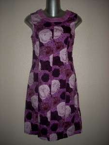 Stunning HEIDI WEISEL Purple Floral Cotton Dress M Nice  