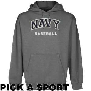 Navy Midshipmen Gunmetal Custom Sport Arch Applique Midweight Pullover 