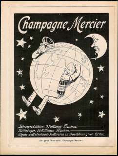   Ad Champagne Mercier German Animated World Globe Stars Crescent Moon