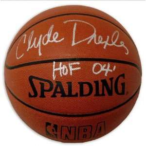 Clyde Drexler Autographed Basketball  Details Pro Leather Basketball 
