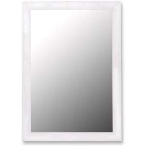 hang wall mirror with a glossy white finish with petite ribbed texture 
