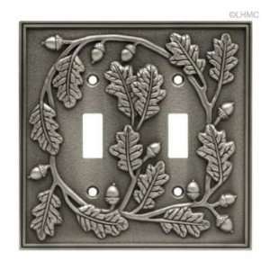  Double Switch Wall Plate   Acorn Design   Brushed Satin 